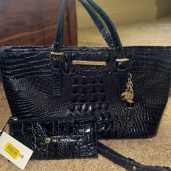 Brahmin Handbags - Brand New Brahmin Navy Blue Croc Embossed Tote Bag & Credit Card Wallet (NWT)💙